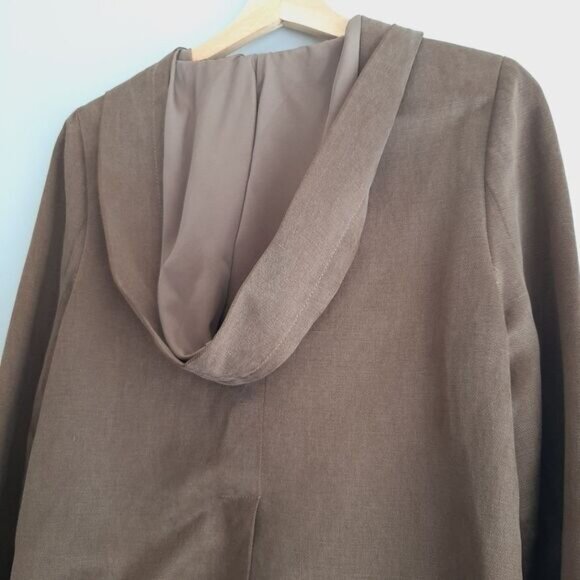 GARDE Linen Blend 100% Silk Lining Modern Asymmetric Full-Zip Jacket w Hood Sz S - Picture 8 of 16